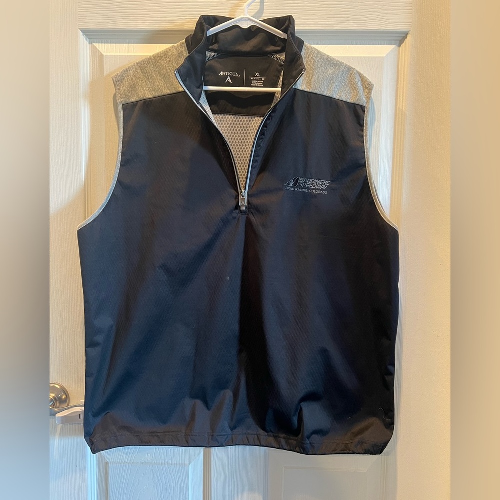 Bandimere Speedway  Antigua Mens Sleeveless Pullover Vest 1/4 Zip Black SizeXL